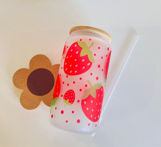 Strawberry Glass Cup Tumbler