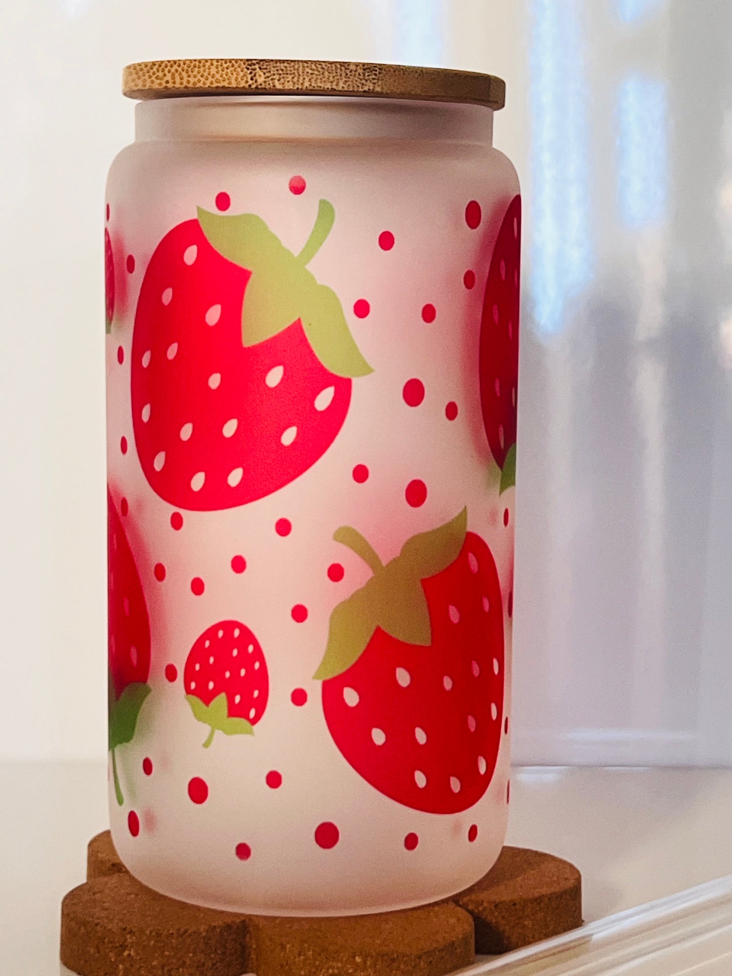 Strawberry Glass Cup Tumbler