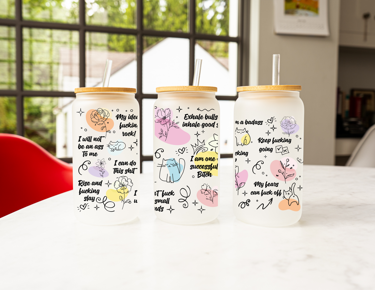 Swear Self Love Affirmations Glass Cup