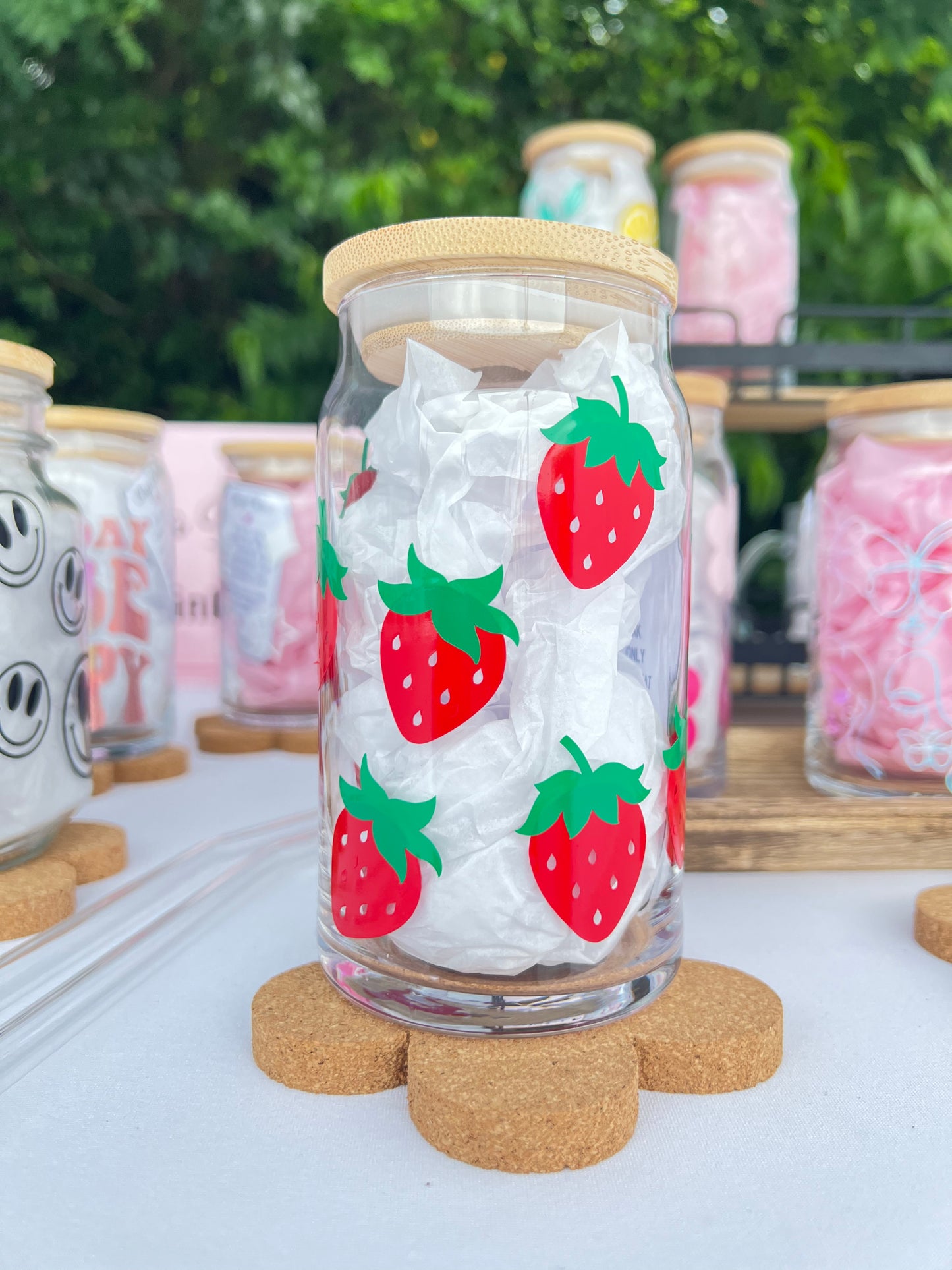 Strawberry Beer Can Glass , Strawberry Glass, Strawberry Beer Glass Can.