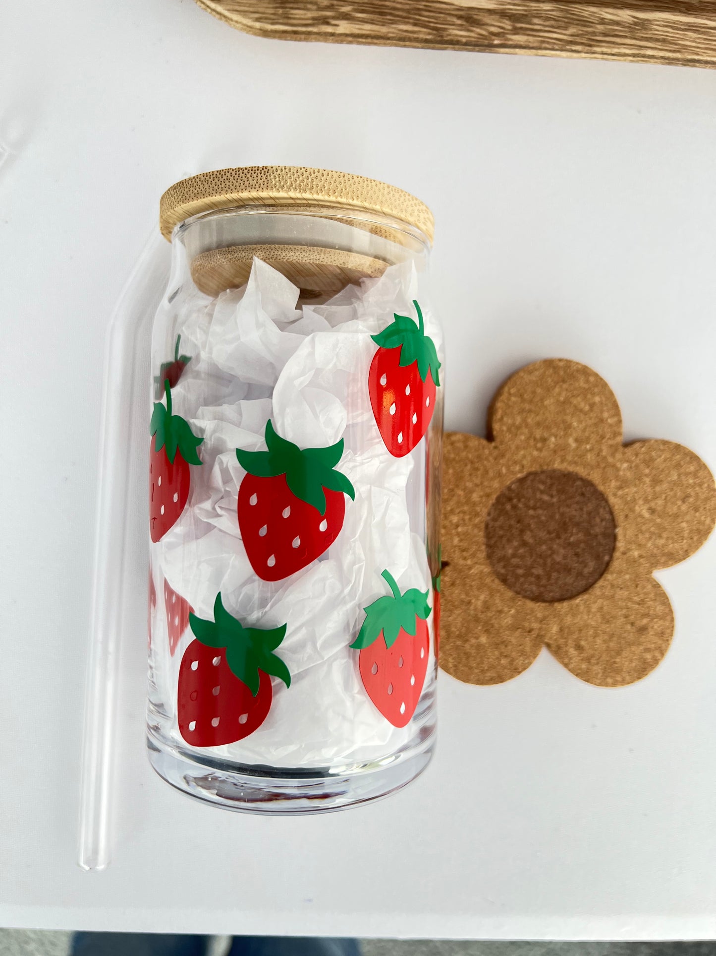 Strawberry Beer Can Glass , Strawberry Glass, Strawberry Beer Glass Can.