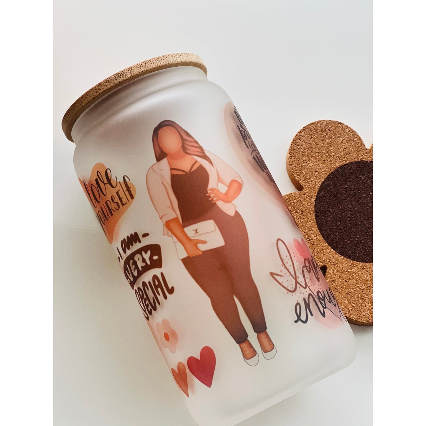 I am Enough Affirmation Coffee Tumbler, Glass mug, Coffee Mug.