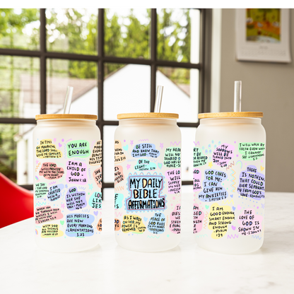 Daily Bible Affirmation Glass Cup