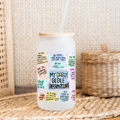 Daily Bible Affirmation Glass Cup