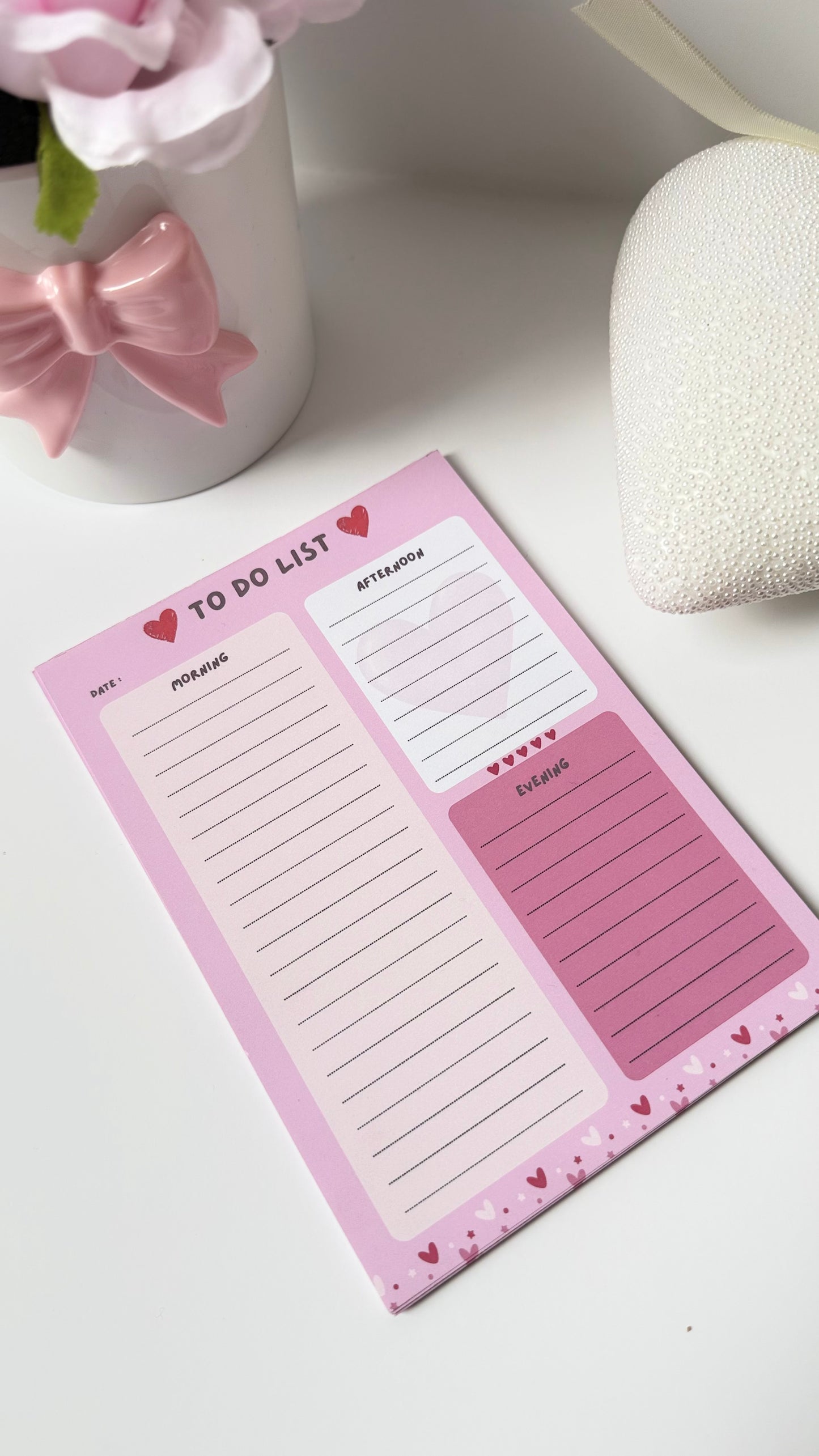 5x7 Pink To-Do List Notepad with Morning, Afternoon & Evening Sections