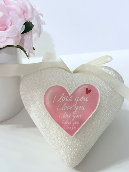 3’ Pink Holographic Heart Sign with White “I Love You”