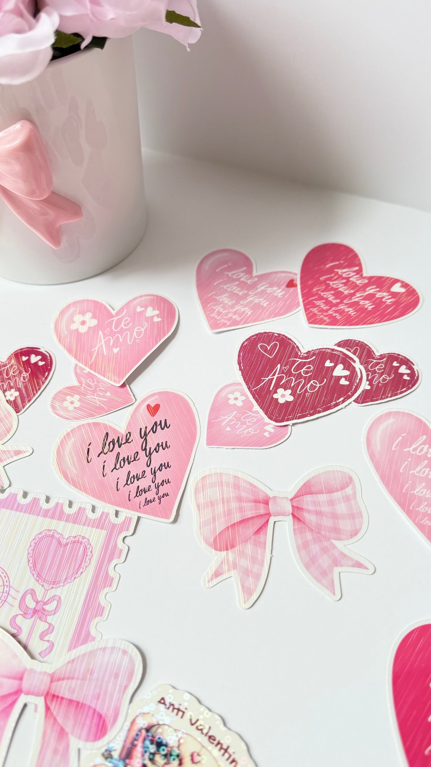Charming 3” Holographic 11oz Pink Bow Sticker