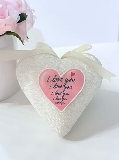 3’ Pink Holographic Heart Sign with White “I Love You”