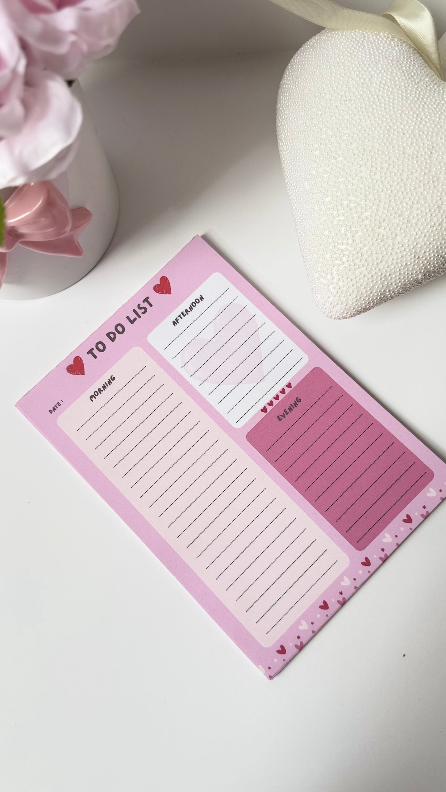 5x7 Pink To-Do List Notepad with Morning, Afternoon & Evening Sections