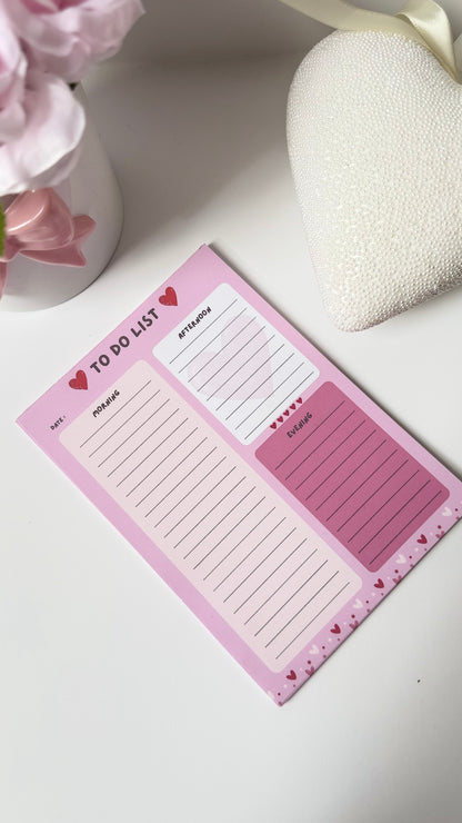 5x7 Pink To-Do List Notepad with Morning, Afternoon & Evening Sections
