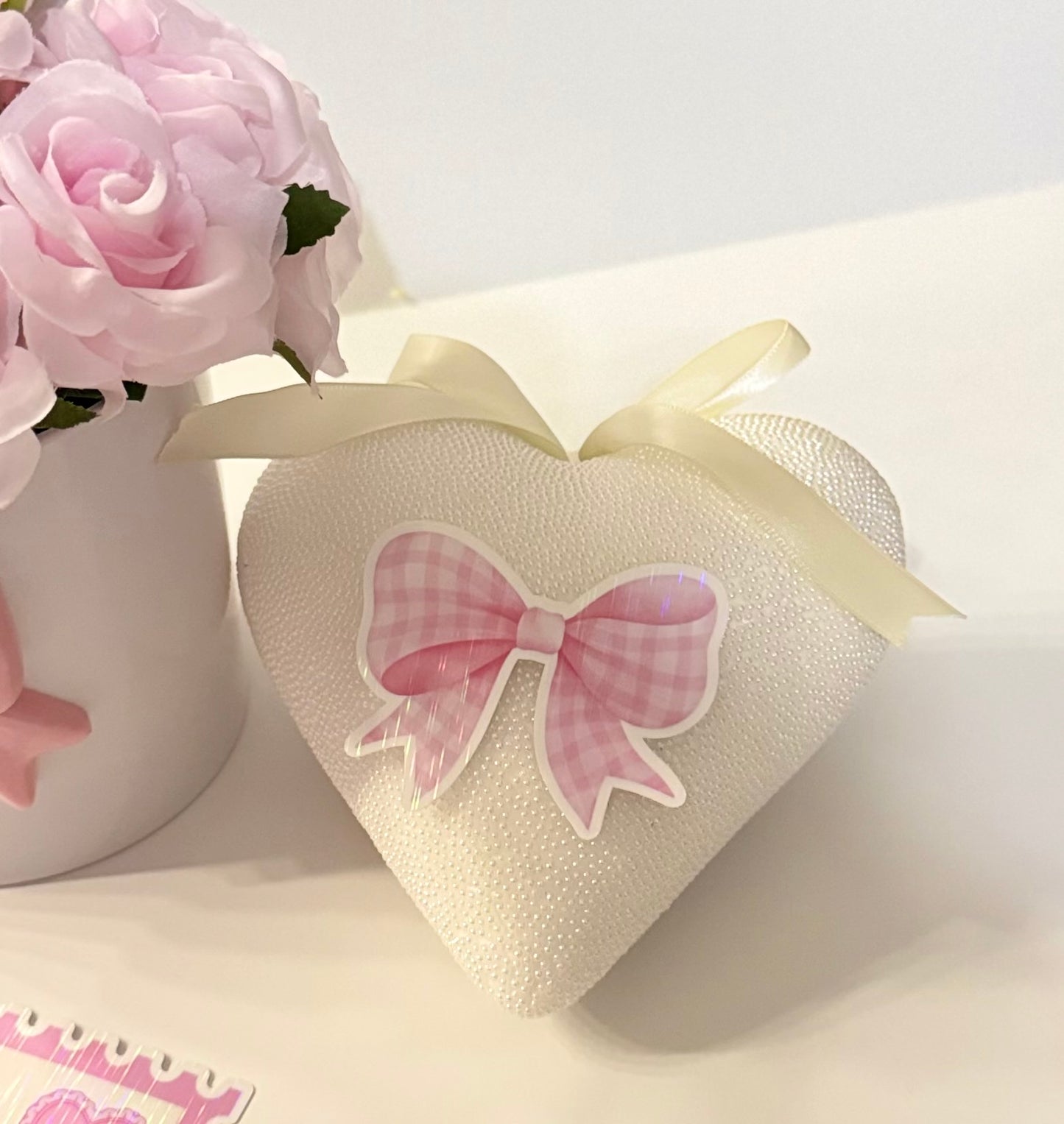Charming 3” Holographic 11oz Pink Bow Sticker