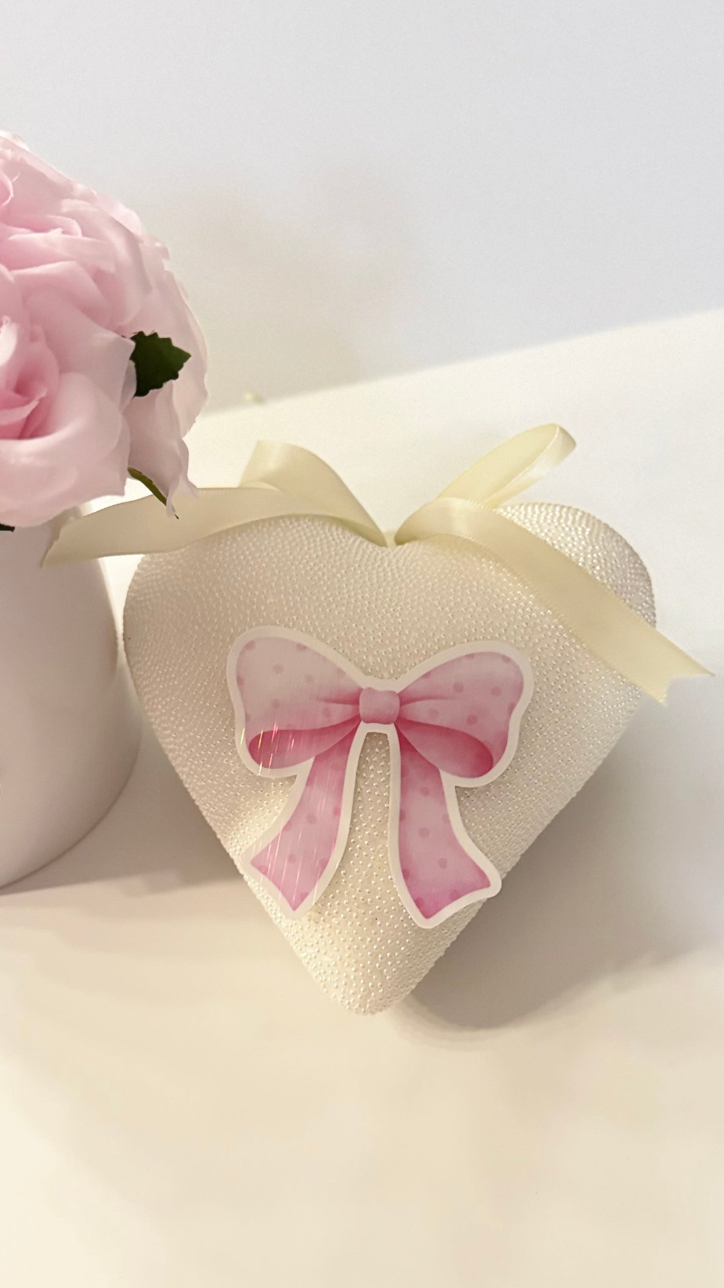 Charming 3” Holographic 11oz Pink Bow Sticker