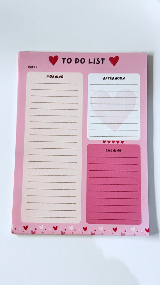 5x7 Pink To-Do List Notepad with Morning, Afternoon & Evening Sections