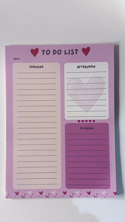 5x7 Pink To-Do List Notepad with Morning, Afternoon & Evening Sections