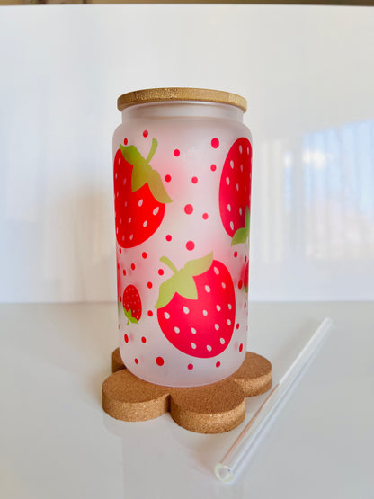 Strawberry Glass Cup Tumbler