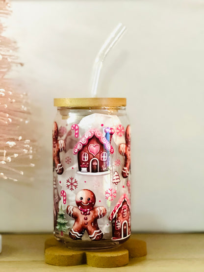 Pink Gingerbread Glass Cup