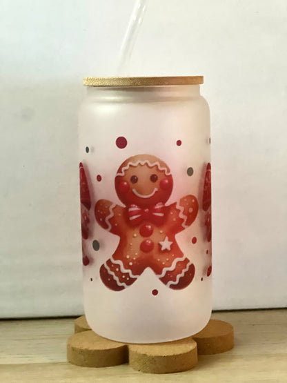 Gingerbread Frosted Glass Cup