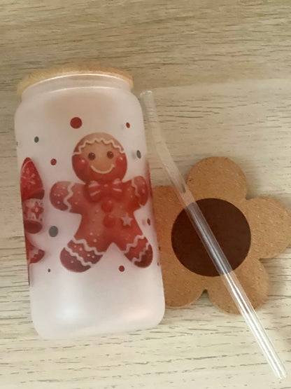 Gingerbread Frosted Glass Cup
