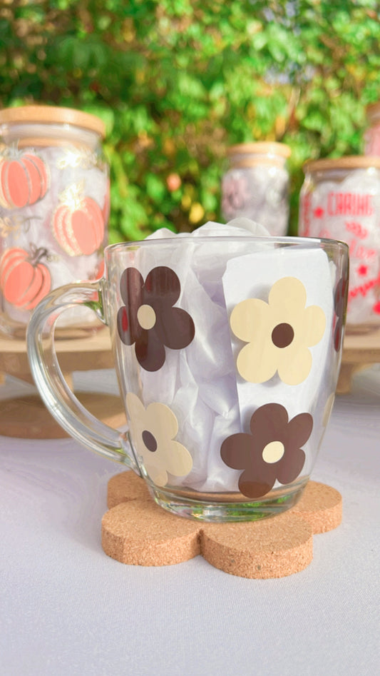 Daisy coffee glass mug