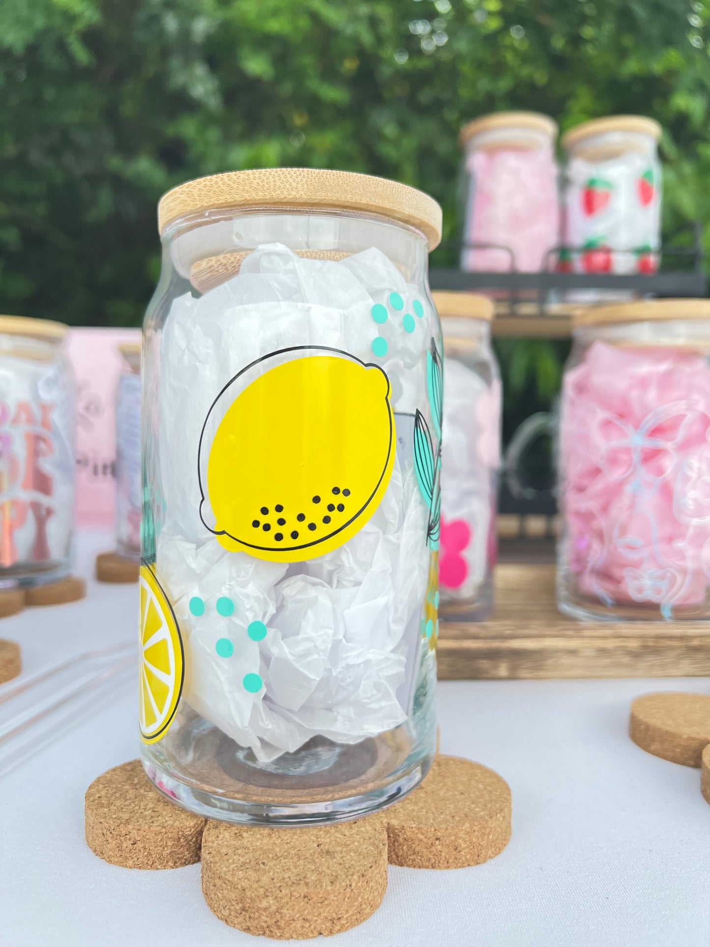 Boho Lemon Beer Can Glass , Lemon Glass, Lemonade Beer Glass Cup.