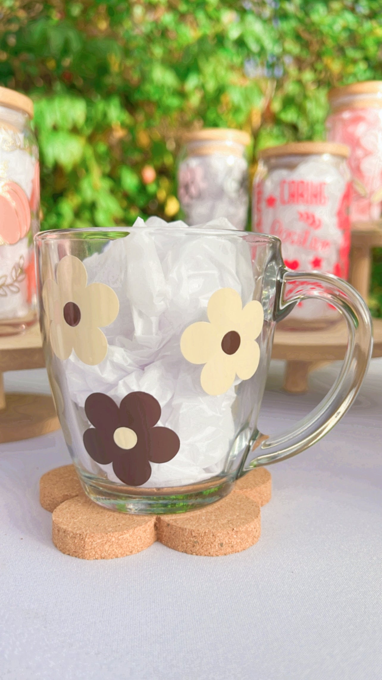 Daisy coffee glass mug