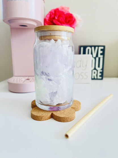 So Groovy Multiple Changing Color Retro Flowers Beer Can Glass