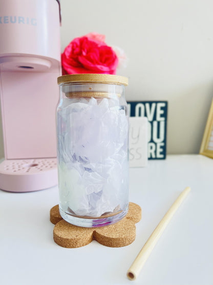 So Groovy Multiple Changing Color Retro Flowers Beer Can Glass