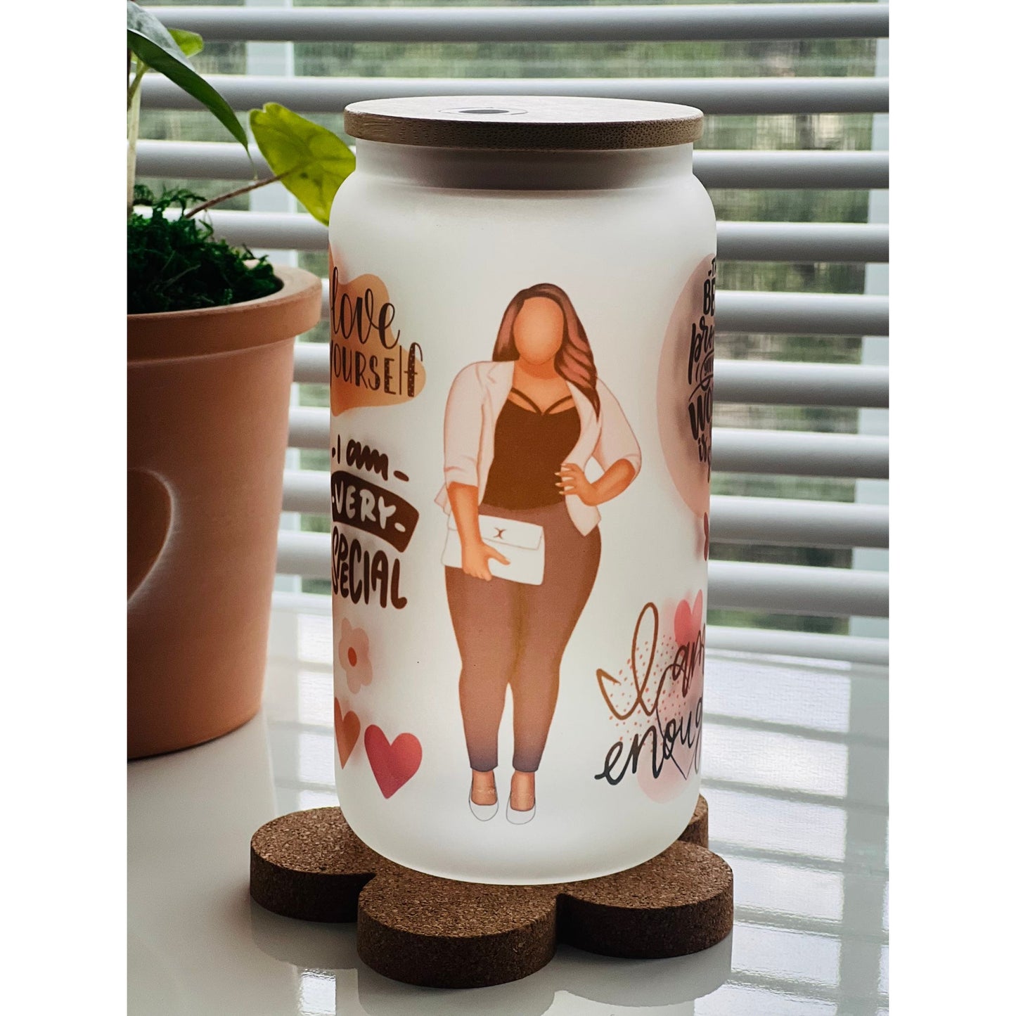 I am  Enough Affirmation Coffee Tumbler, Glass mug, Coffee Mug.